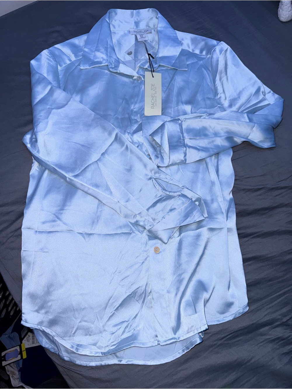 Rachel Zoe Pale Blue Satin Blouse - Picture 1 of 3